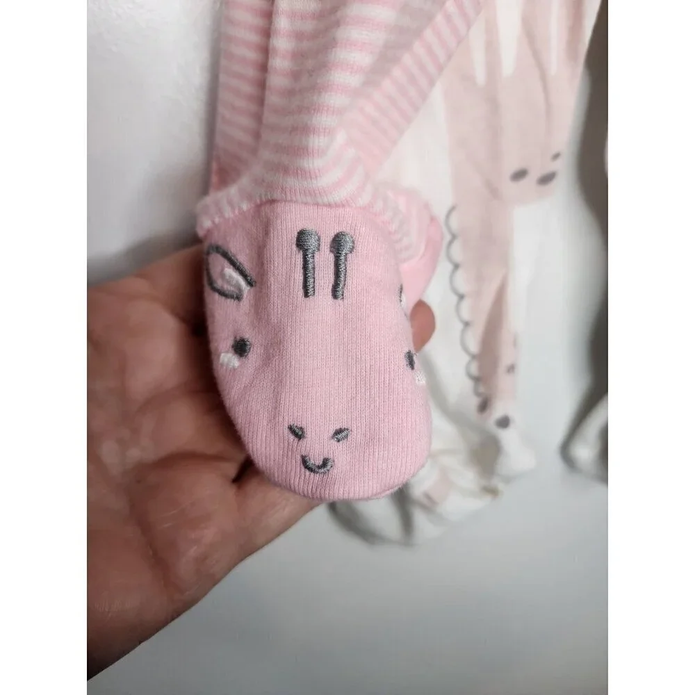 Carter's 3 piece Sleep & Play & Pant Set 9 Months Giraffe pink, white, grey